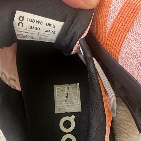 On Running Women's Athletic Shoes in Pink and Orange - Picture 8 of 8